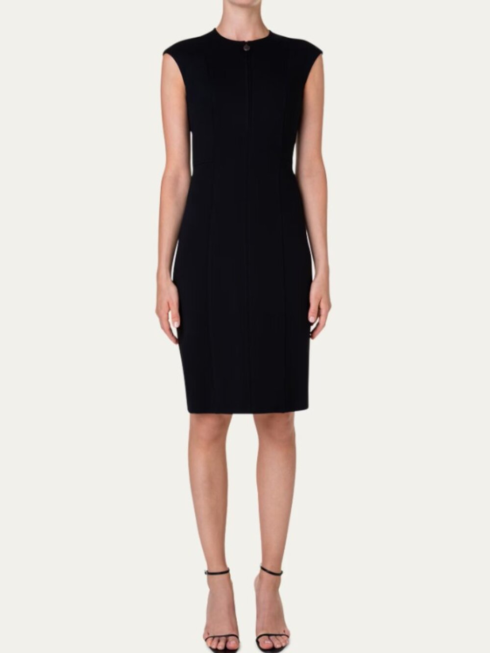 Akris Punto Women's 16 Black Cap Sleeve Zip Sheath Dress Quiet Luxury Office - Picture 1 of 10